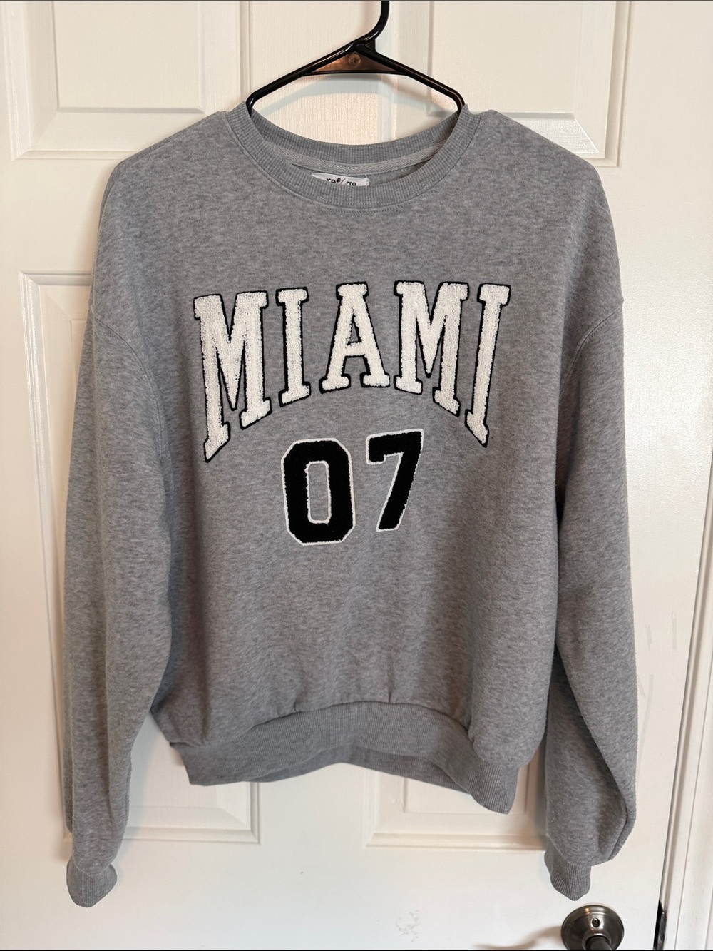 refuge Gray Crewneck Sweatshirt with MIAMI 07 Graphic